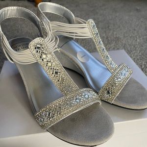 Silver Wedge Heel with rhinestones
